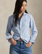 Polo Ralph Lauren Памучна риза дамска в синьо със стандартна кройка с класическа яка 211891377