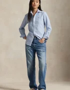 Polo Ralph Lauren Памучна риза дамска в синьо със стандартна кройка с класическа яка 211891377