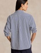 Polo Ralph Lauren Памучна риза дамска в синьо със свободна кройка с класическа яка 211891419