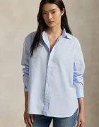 Polo Ralph Lauren Памучна риза Long Sleeve Light Shirt дамска в синьо със свободна кройка с класическа яка 211968220