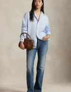 Polo Ralph Lauren Памучна риза Long Sleeve Light Shirt дамска в синьо със свободна кройка с класическа яка 211968220