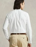 Polo Ralph Lauren Памучна риза мъжка в бяло със стандартна кройка с яка с копче 710792041