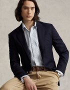 Polo Ralph Lauren Памучна риза мъжка в синьо със стандартна кройка с яка с копче 710792041