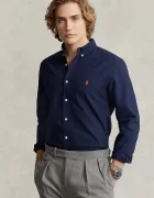 Polo Ralph Lauren Памучна риза мъжка в тъмносиньо с кройка по тялото с яка с копче 710767828