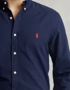 Polo Ralph Lauren Памучна риза мъжка в тъмносиньо с кройка по тялото с яка с копче 710767828