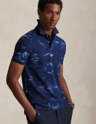 Polo Ralph Lauren Памучна тениска с яка в черно с десен 710P04012