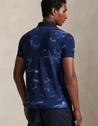 Polo Ralph Lauren Памучна тениска с яка в черно с десен 710P04012