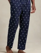 Polo Ralph Lauren Памучно долнище на пижама в тъмносиньо с десен 714899624