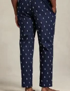 Polo Ralph Lauren Памучно долнище на пижама в тъмносиньо с десен 714899624