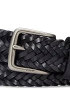 Polo Ralph Lauren плетен колан мъжки от кожа черен 405805019001