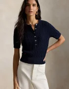 Polo Ralph Lauren пуловер с къси ръкави дамски от памук тъмносин 211B17746