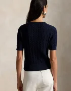Polo Ralph Lauren пуловер с къси ръкави дамски от памук тъмносин 211B17746