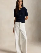 Polo Ralph Lauren пуловер с къси ръкави дамски от памук тъмносин 211B17746