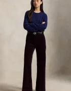 Polo Ralph Lauren разкроен панталон дамски с памук виолетов 211B17556