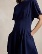 Polo Ralph Lauren разкроена рокля от памук JERSY-KNT-DRESSES тъмносиня 211A96342004