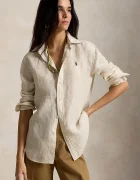 Polo Ralph Lauren риза дамска от памук бежова на райе 211A96158