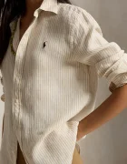 Polo Ralph Lauren риза дамска от памук бежова на райе 211A96158