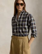 Polo Ralph Lauren риза дамска от памук кафява на каре 211B36267