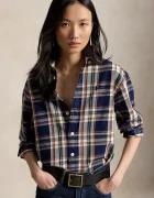 Polo Ralph Lauren риза дамска от памук тъмносиня на каре 211971515