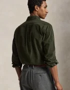Polo Ralph Lauren риза мъжка от памук 21W Corduroy зелена с изчистена шарка 710853123
