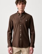 Polo Ralph Lauren риза мъжка от памук с еластан кафява 710929348
