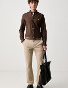 Polo Ralph Lauren риза мъжка от памук с еластан кафява 710929348