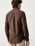 Polo Ralph Lauren риза мъжка от памук с еластан кафява 710929348