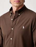 Polo Ralph Lauren риза мъжка от памук с еластан кафява 710929348
