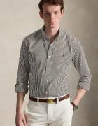 Polo Ralph Lauren риза мъжка от памук с еластан кафява на тънко райе 710929344