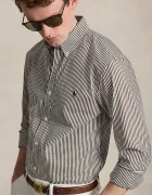 Polo Ralph Lauren риза мъжка от памук с еластан кафява на тънко райе 710929344