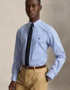Polo Ralph Lauren риза мъжка от памук с еластан синя на тънко райе 710929344