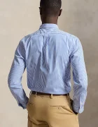 Polo Ralph Lauren риза мъжка от памук с еластан синя на тънко райе 710929344