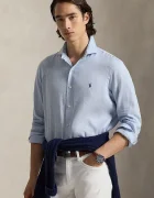 Polo Ralph Lauren риза мъжка от вълна синя с изчистена шарка 710B16696