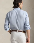 Polo Ralph Lauren риза мъжка от вълна синя с изчистена шарка 710B16696