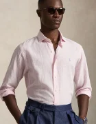 Polo Ralph Lauren риза мъжка с лен розова на райе 710B16700