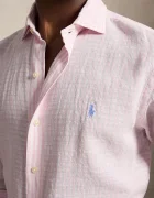 Polo Ralph Lauren риза мъжка с лен розова на райе 710B16700