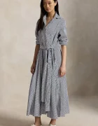 Polo Ralph Lauren рокля тип риза от памук тъмносиня на райе 211B17476