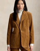Polo Ralph Lauren сако с едноредно закопчаване дамско с памук кафяво 211B17221
