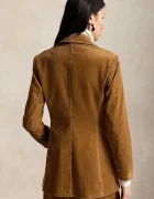 Polo Ralph Lauren сако с едноредно закопчаване дамско с памук кафяво 211B17221