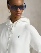Polo Ralph Lauren суичър с цип и качулка дамски с памук бял 211971699