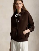 Polo Ralph Lauren суичър с цип и качулка дамски с памук кафяв 211971699