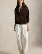 Polo Ralph Lauren суичър с цип и качулка дамски с памук кафяв 211971699