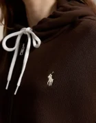 Polo Ralph Lauren суичър с цип и качулка дамски с памук кафяв 211971699