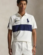 Polo Ralph Lauren тениска с яка мъжка от памук бежова 710B21925