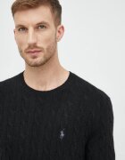 Polo Ralph Lauren Вълнен пуловер мъжки в черно от лека материя
