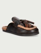 posa пантофи дамски от кожа Ranch Tassel Mule кафяви PW241.205