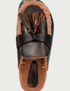 posa пантофи дамски от кожа Ranch Tassel Mule кафяви PW241.205