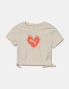 Puma Детска памучна тениска FLAMING LOVE Knotted Tee