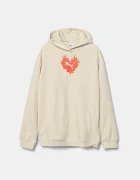Puma Памучен суичър FLAMING LOVE Hoodie TR в бежово с качулка с принт 685109