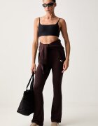 Puma спортен клин дамски от памук с еластан Flared Leggings кафяв с висока талия 631542